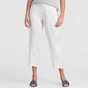 Eileen Fisher Organic Linen Lantern Cropped Pull On Pant Size Medium White